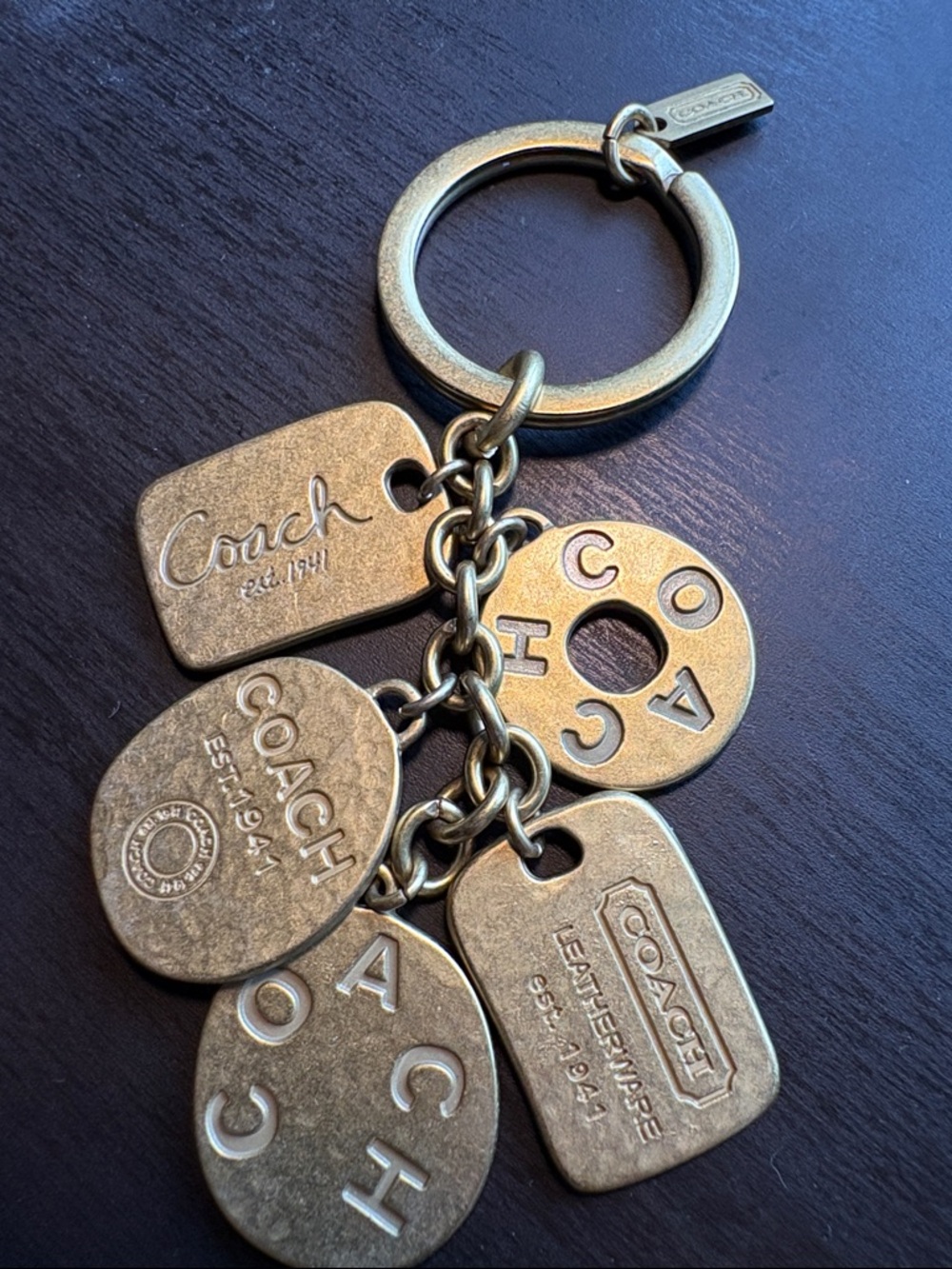 Coach Brass -Tone Logo Multi-Tag Keyring Charm